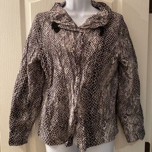 Chico’s Snake Animal print Black White Light Windbreaker Snap Button Jacket